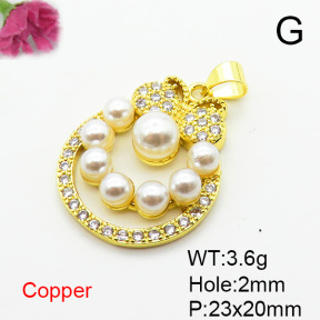 Fashion Copper Pendant  Micro Pave Cubic Zirconia & Plastic Imitation Pearls  XFPC06738baka-L002