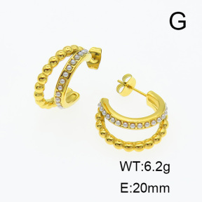 Stainless Steel Earrings  Plastic Imitation Pearls,Handmade Polished  6E4003382bhia-066