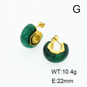 Stainless Steel Earrings  Resin,Handmade Polished  6E4003386bhia-066