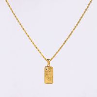 Stainless Steel Necklace Czech Stones,Handmade Polished Rectangle PVD Vacuum Plating Gold WT:8.2g P:20x10mm  N:2x400mm+50mm(T) GEN000898vhkb-066