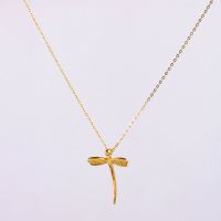 Stainless Steel Necklace Handmade Polished Dragonfly PVD Vacuum Plating Gold WT:3.8g P:32x22mm  N:1.5x400mm+50mm(T) GEN000905vhha-066