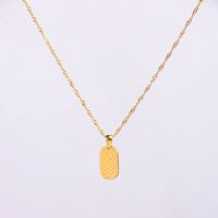 Stainless Steel Necklace Handmade Polished Rectangle PVD Vacuum Plating Gold WT:4g P:18x11mm  N:2x400mm+50mm(T) GEN000916bhva-066