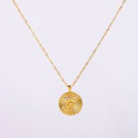 Stainless Steel Necklace Czech Stones,Handmade Polished Round PVD Vacuum Plating Gold WT:5.9g P:20mm  N:2x400mm+50mm(T) GEN000918vhha-066