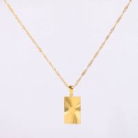 Stainless Steel Necklace Handmade Polished Rectangle PVD Vacuum Plating Gold WT:5.7g P:22x13mm  N:2x400mm+50mm(T) GEN000924bhia-066