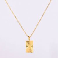 Stainless Steel Necklace Handmade Polished Rectangle PVD Vacuum Plating Gold WT:5.9g P:22x13mm  N:2x400mm+50mm(T) GEN000928bhia-066