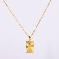 Stainless Steel Necklace Handmade Polished Rectangle PVD Vacuum Plating Gold WT:6g P:22x13mm  N:2x400mm+50mm(T) GEN000931bhia-066
