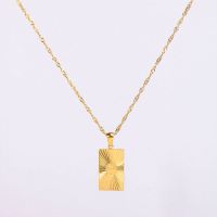 Stainless Steel Necklace Handmade Polished Rectangle PVD Vacuum Plating Gold WT:5.8g P:22x13mm  N:2x400mm+50mm(T) GEN000932bhia-066