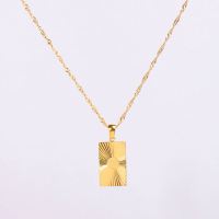 Stainless Steel Necklace Handmade Polished Rectangle PVD Vacuum Plating Gold WT:5.8g P:22x13mm  N:2x400mm+50mm(T) GEN000933bhia-066