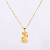 Stainless Steel Necklace Handmade Polished Rectangle PVD Vacuum Plating Gold WT:5.9g P:22x13mm  N:2x400mm+50mm(T) GEN000934bhia-066