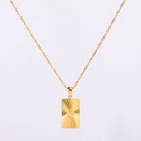 Stainless Steel Necklace Handmade Polished Rectangle PVD Vacuum Plating Gold WT:5.9g P:22x13mm  N:2x400mm+50mm(T) GEN000935bhia-066