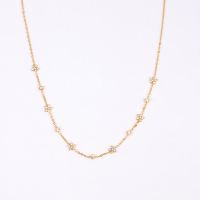 Stainless Steel Necklace Zircon,Handmade Polished  PVD Vacuum Plating Gold WT:3.3g P:5mm  N:1.5x400mm+50mm(T) GEN000949aivb-066