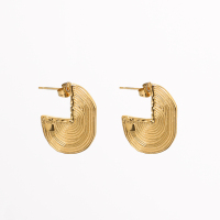 Stainless Steel Earrings Handmade Polished  PVD Vacuum Plating Gold WT:6.5g E:25x20mm GEE000836bhia-066