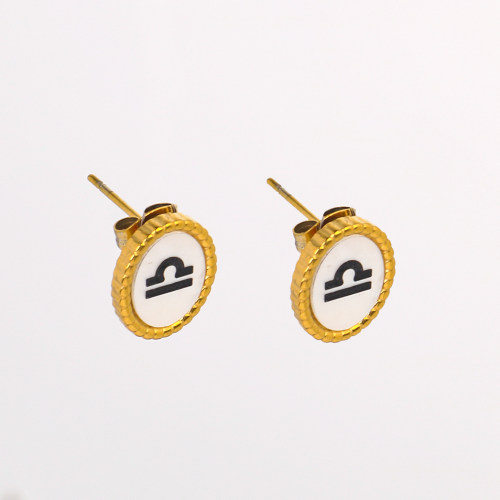 Stainless Steel Earrings Shell,Handmade Polished & Blacken Oval PVD Vacuum Plating Gold WT:2.9g E:13x11mm GEE000876bhia-066