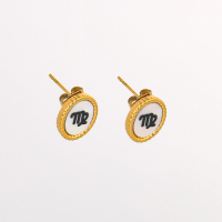 Stainless Steel Earrings Shell,Handmade Polished & Blacken Oval PVD Vacuum Plating Gold WT:2.9g E:13x11mm GEE000880bhia-066