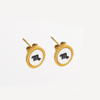 Stainless Steel Earrings Shell,Handmade Polished & Blacken Oval PVD Vacuum Plating Gold WT:2.9g E:13x11mm GEE000882bhia-066