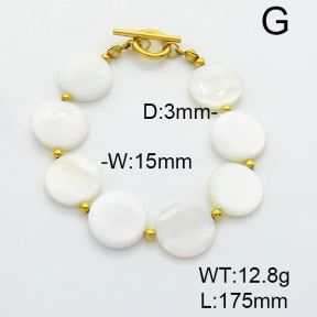 Stainless Steel Bracelet  Freshwater Shell  6B3001824vbpb-908