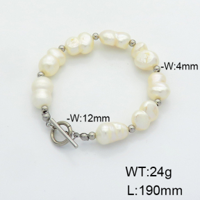 Stainless Steel Bracelet  Cultured Freshwater Pearls  6B3001835biib-908