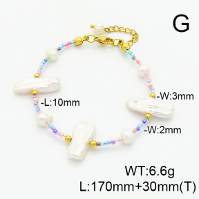 Stainless Steel Bracelet  Cultured Freshwater Pearls & Glass Beads  6B3001840ahlv-908