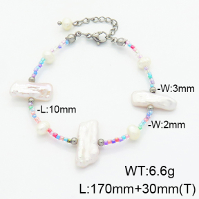 Stainless Steel Bracelet  Cultured Freshwater Pearls & Glass Beads  6B3001841vhkb-908