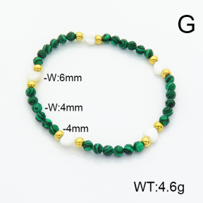 Stainless Steel Bracelet  Freshwater Shell & Malachite  6B4002461bhva-908