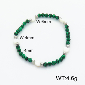 Stainless Steel Bracelet  Freshwater Shell & Malachite  6B4002462vbpb-908