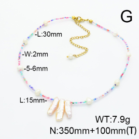 Stainless Steel Necklace  Cultured Freshwater Pearls & Glass Beads  6N3001372ahlv-908