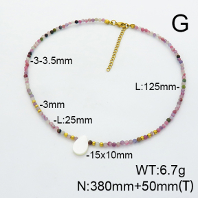 Stainless Steel Necklace  Tourmaline & Freshwater Shell  6N4003636vhov-908