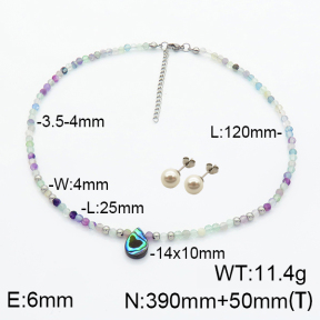 Stainless Steel Sets  Fluorite & Abalone Shell  6S0016248aill-908