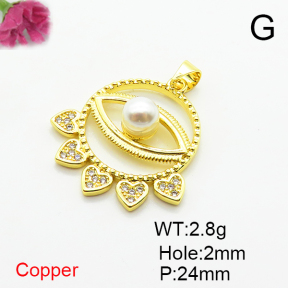 Fashion Copper Pendant  Micro Pave Cubic Zirconia & Plastic Imitation Pearls  XFPC06778aajl-L002