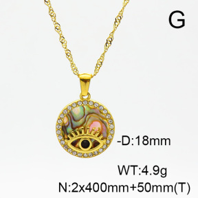 Stainless Steel Necklace  Abalone Shell & Czech Stones,Handmade Polished  GEN000912ahjb-066