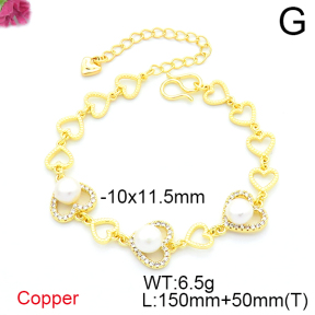 Fashion Copper Bracelet  Cultured Freshwater Pearls  F6B405236biib-L036