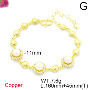 Fashion Copper Bracelet  Cultured Freshwater Pearls  F6B405237biib-L036