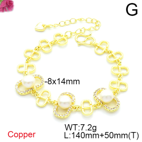 Fashion Copper Bracelet  Cultured Freshwater Pearls  F6B405238biib-L036