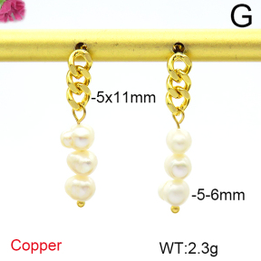 Fashion Copper Earrings  Cultured Freshwater Pearls  F6E301594vhha-L036