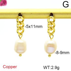 Fashion Copper Earrings  Cultured Freshwater Pearls  F6E301595bhva-L036