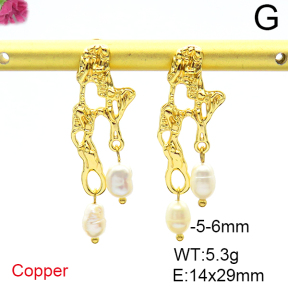 Fashion Copper Earrings  Cultured Freshwater Pearls  F6E301596vhkb-L036