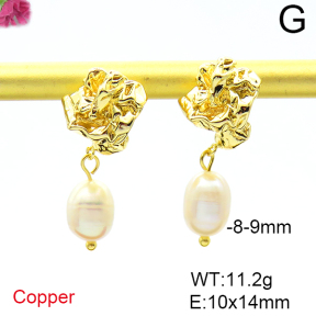 Fashion Copper Earrings  Cultured Freshwater Pearls  F6E301597ahjb-L036