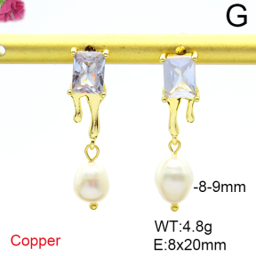 Fashion Copper Earrings  Cultured Freshwater Pearls  F6E403957vhha-L036