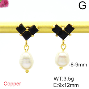 Fashion Copper Earrings  Cultured Freshwater Pearls  F6E403959bhva-L036