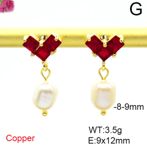 Fashion Copper Earrings  Cultured Freshwater Pearls  F6E403961bhva-L036