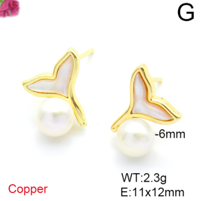 Fashion Copper Earrings  Cultured Freshwater Pearls  F6E404015bhia-L036