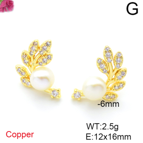 Fashion Copper Earrings  Cultured Freshwater Pearls  F6E404016ahjb-L036