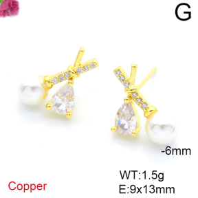 Fashion Copper Earrings  Plastic Imitation Pearls  F6E404018vbpb-L036