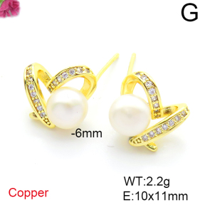 Fashion Copper Earrings  Cultured Freshwater Pearls  F6E404019vhha-L036