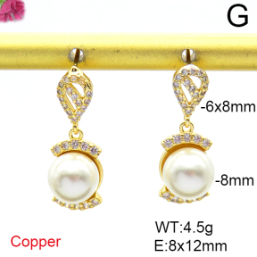 Fashion Copper Earrings  Shell Beads  F6E404021ahjb-L036