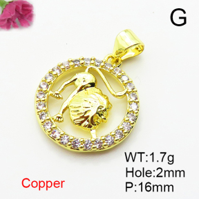 Fashion Copper Pendant  Micro Pave Cubic Zirconia  XFPC04768avja-L035