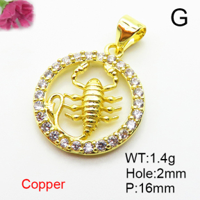 Fashion Copper Pendant  Micro Pave Cubic Zirconia  XFPC04780avja-L035