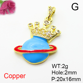 Fashion Copper Pendant  Micro Pave Cubic Zirconia & Enamel  XFPC04804aajl-L035