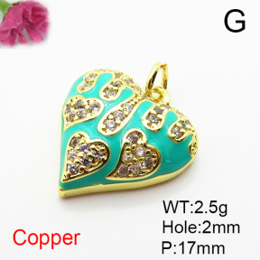 Fashion Copper Pendant  Micro Pave Cubic Zirconia & Enamel  XFPC04830aakl-L035