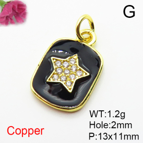 Fashion Copper Pendant  Micro Pave Cubic Zirconia & Enamel  XFPC04857vail-L035